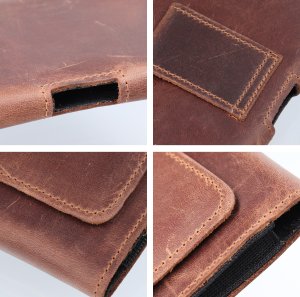 OEM Kabura uniwersalna do paska skórzana ROYAL Crazy Horse pozioma rozmiar 3XL do Umidigi Bison 2 Pro / GT2 Pro 5G / X10 Pro / 202 DOOGEE S98 / S96 Pro / S88 Pro / S58 Pro 6 / S40 Pro HAMMER Blade 5G / Iron 3 / Blade 3 CAT S53 brązowa 8