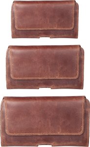 OEM Kabura uniwersalna do paska skórzana ROYAL Crazy Horse pozioma rozmiar 3XL do Umidigi Bison 2 Pro / GT2 Pro 5G / X10 Pro / 202 DOOGEE S98 / S96 Pro / S88 Pro / S58 Pro 6 / S40 Pro HAMMER Blade 5G / Iron 3 / Blade 3 CAT S53 brązowa 9