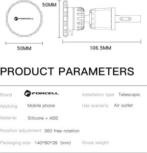 ForCell FORCELL F-Grip MagElite uchwyt samochodowy do kratki wlotu magnetyczny czarny 5