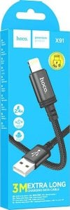 Kabel USB Hoco USB-A - Lightning 3 m Czarny 1