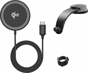 Duzzona V4 - uchwyt samochodowy indukcyjny do deski kompatybilny z MagSafe 15W i ładowaniem Qi2 czarny 2