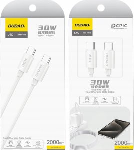 Kabel USB Dudao USB-C - USB-C 2 m Biały (6976625332045) 3