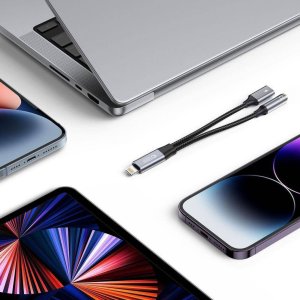 Adapter AV Tech-Protect Kabel Tech-Protect UltraBoost Lightning (męski) / mini jack 3.5mm (żeński) - Lightning (żeński) - czarny 2