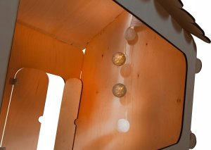 Ikonka Domek ogrodowy drewniany stolik tablica kredowa 86 x 137 x 105 cm 14