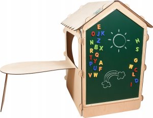 Ikonka Domek ogrodowy drewniany stolik tablica kredowa 86 x 137 x 105 cm 3