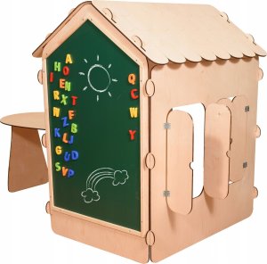 Ikonka Domek ogrodowy drewniany stolik tablica kredowa 86 x 137 x 105 cm 6