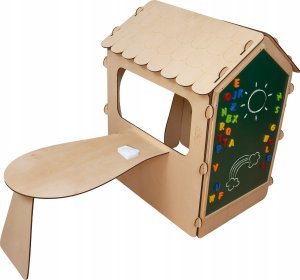 Ikonka Domek ogrodowy drewniany stolik tablica kredowa 86 x 137 x 105 cm 8