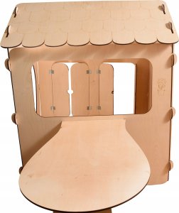Ikonka Domek ogrodowy drewniany stolik tablica kredowa 86 x 137 x 105 cm 10