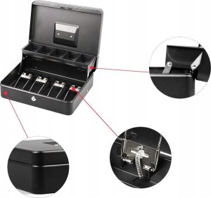 Total shopping Metalowa Kasetka Na Pieniądze Banknoty Bilon Skrzynka Schowek Pojemna Knu-02Bl 2