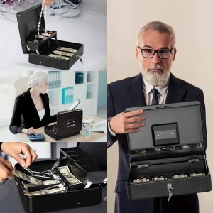 Total shopping Metalowa Kasetka Na Pieniądze Banknoty Bilon Skrzynka Schowek Pojemna Knu-02Bl 7