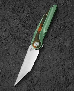 Bestech Knives Nóż składany Bestech Blind Fury Orange Carbon Fiber / Green Titanium, Stonewashed / Satin M390 by Grzegorz Grabarski (BT2303C) 1