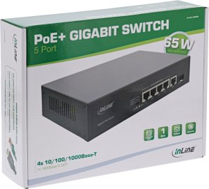 Switch InLine InLine® PoE+ Gigabit Network Switch 5 Port (4x PoE+), 1xSFP, 1Gb/s, desktop, metal, without fan 6