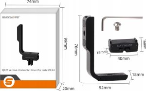SunnyLife Uchwyt Szyna Ramka Klatka Poziom Pion Gwint 1/4"" Gopro Do Insta360 X4 / X 4 / X4-zj826-d 7