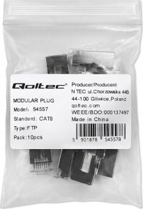 Qoltec Wtyk QOLTEC złącze modularne RJ45 | CAT6 | FTP | Pozłacane styki | 10 sztuk 4