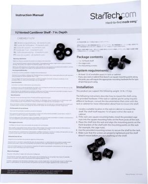 StarTech Półka 19" 1U Czarna (CABSHELF1U7V) 3