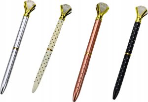 LeanToys Długopis Z Diamentem W Kropki Niebieski Wkład 0.7mm Mix 2