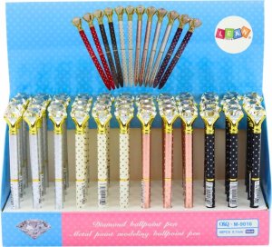 LeanToys Długopis Z Diamentem W Kropki Niebieski Wkład 0.7mm Mix 4