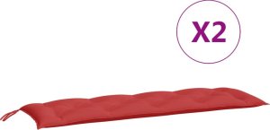 vidaXL Poduszki na ławkę ogrodową, 2 szt., czerwona, tkanina Oxford 2