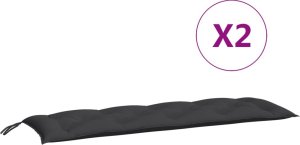 vidaXL Poduszki na ławkę ogrodową, 2 szt., czarna, tkanina Oxford 2