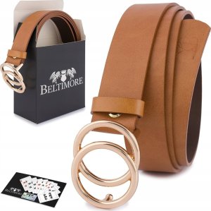 Beltimore Skórzany pasek damski do spodni sukienki koła klasyczny camel Beltimore B09 : Rozmiar pasków - r.80-95 cm NoSize 1
