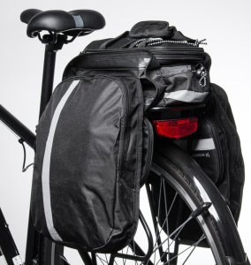 Wozinsky Torba rowerowa na bagażnik z kieszeniami i paskiem na ramię 27L czarna Torba rowerowa na bagażnik z kieszeniami i paskiem na ramię 27L czarna 4
