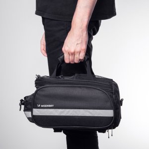 Wozinsky Torba rowerowa na bagażnik z kieszeniami i paskiem na ramię 27L czarna Torba rowerowa na bagażnik z kieszeniami i paskiem na ramię 27L czarna 6