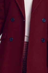 Nife Elegancki bordowy płaszcz dwurzędowy - PL06 (kolor bordo, rozmiar 38) 3