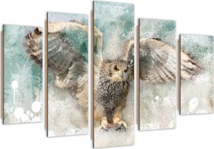 Feeby Obraz pięcioczęściowy Deco Panel, Sowa w locie (Rozmiar 150x100) 1