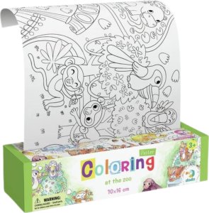 Dodo KOLOROWANKA W ROLCE "W ZOO" KOMPAKTOWA DLA NAJMŁODSZYCH DZIECI MEGA ZESTAW 3