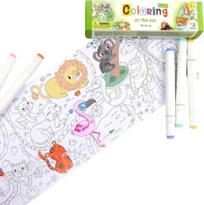 Dodo KOLOROWANKA W ROLCE "W ZOO" KOMPAKTOWA DLA NAJMŁODSZYCH DZIECI MEGA ZESTAW 4
