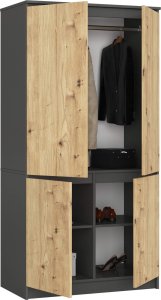 Fabryka Mebli Akord SZAFA S90 4D CLP GRAFIT SZARY / DĄB ARTISAN 2