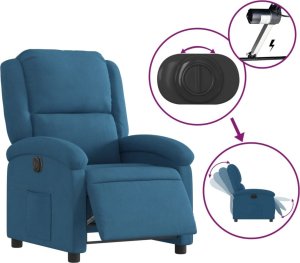 vidaXL Elektryczny fotel rozkładany, niebieski, obity aksamitem 5