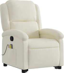 vidaXL Rozkładany fotel masujący, podnoszony, kremowy, aksamitny 3