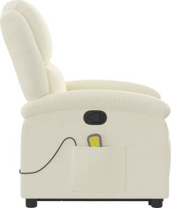 vidaXL Rozkładany fotel masujący, podnoszony, kremowy, aksamitny 9