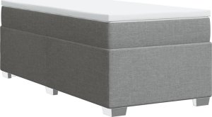 vidaXL Łóżko kontynentalne z materacem, jasnoszare, tkanina, 90x200 cm 9