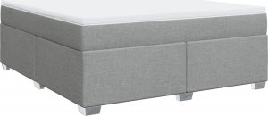 vidaXL Łóżko kontynentalne z materacem, jasnoszare, tkanina, 180x200cm 2