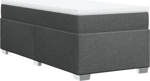 vidaXL Łóżko kontynentalne z materacem, ciemnoszara tkanina 90x200 cm 9