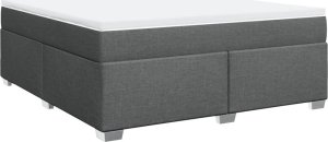 vidaXL Łóżko kontynentalne z materacem, ciemnoszara tkanina 180x200 cm 2