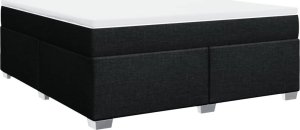 vidaXL Łóżko kontynentalne z materacem, czarne, tkanina 180x200 cm 2