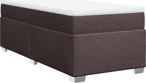 vidaXL Łóżko kontynentalne z materacem, brązowe, tkanina, 90x200 cm 2