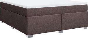 vidaXL Łóżko kontynentalne z materacem, brązowe, tkanina, 180x200 cm 2