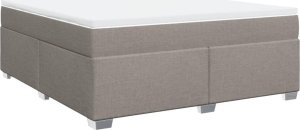 vidaXL Łóżko kontynentalne z materacem, taupe, tkanina, 180x200 cm 2