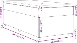vidaXL Łóżko kontynentalne z materacem, kremowe, tkanina, 90x200 cm 12