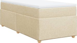 vidaXL Łóżko kontynentalne z materacem, kremowe, tkanina, 90x200 cm 2