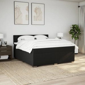 vidaXL Łóżko kontynentalne z materacem, czarne, tkanina 180x200 cm 3