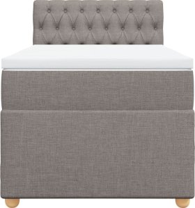 vidaXL Łóżko kontynentalne z materacem, taupe, tkanina, 90x200 cm 4
