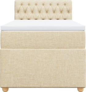 vidaXL Łóżko kontynentalne z materacem, kremowe, tkanina, 90x200 cm 4