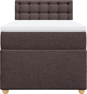 vidaXL Łóżko kontynentalne z materacem, brązowe, tkanina, 90x200 cm 4
