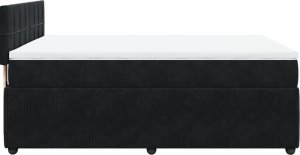 vidaXL Łóżko kontynentalne z materacem, czarne, 140x200 cm, aksamit 9