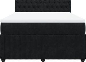 vidaXL Łóżko kontynentalne z materacem, czarne, 140x200 cm, aksamit 4